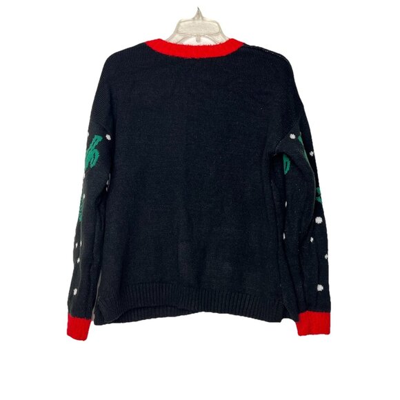 Christmas Sweater “Ugly” Llama Sz L (12-14) Black Sequins Cactus Stretchy - Picture 5 of 10